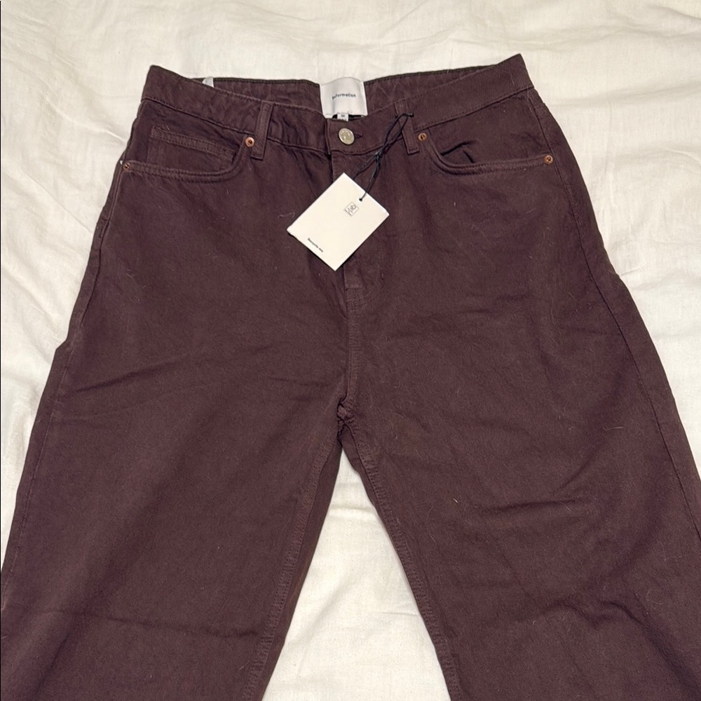 Reformation Wide Leg Jeans in Deep Brown